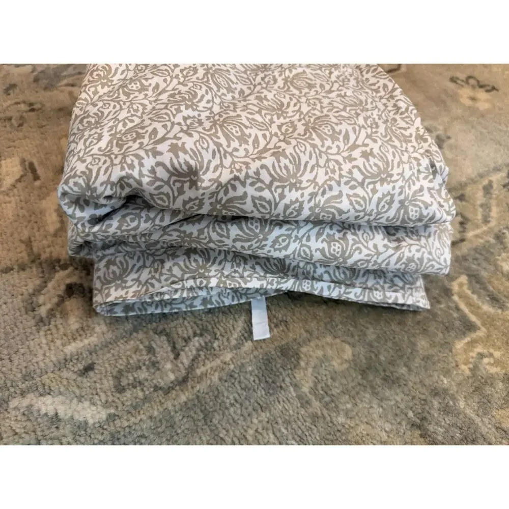 BOLL & BRANCH Signature Hemmed DUVET 3 Piece SET White Oak Floral Queen NEW $379